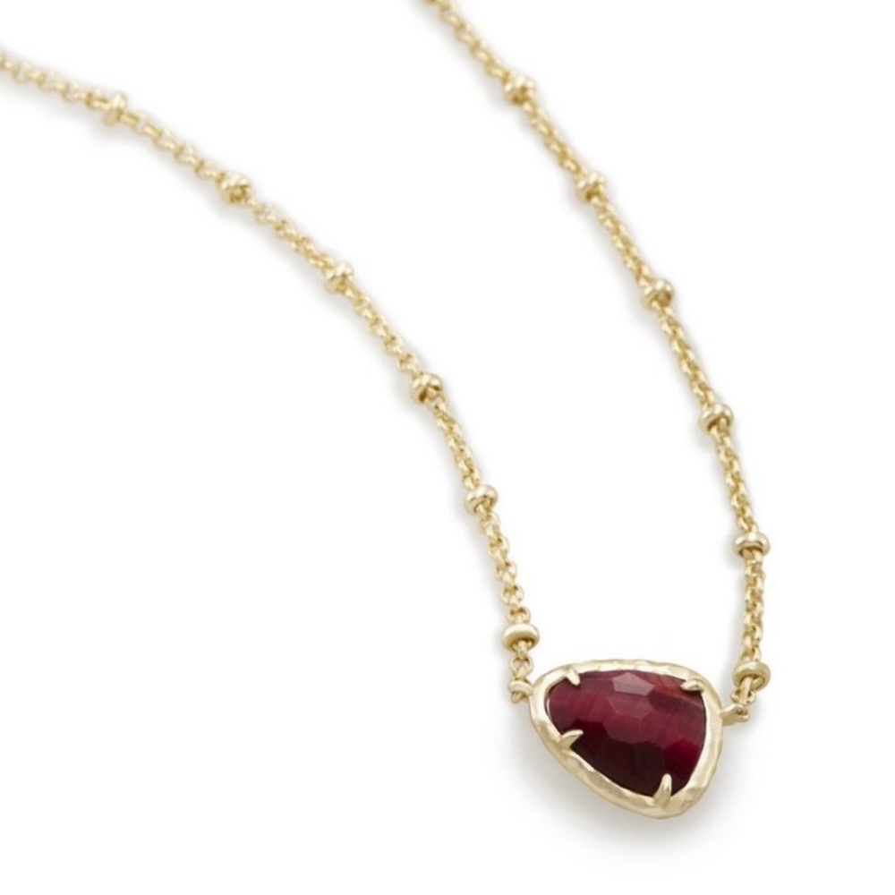 Kendra Scott Gold Satellite Chain Arleen Dark  Brown Cats Eye Pendant Necklace